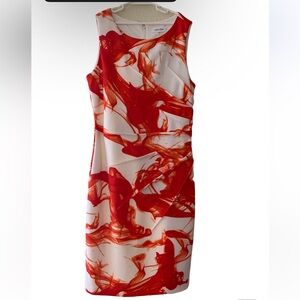 Elegant Calvin Klein White and Red Short sleeve dress